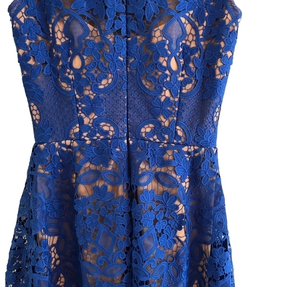 Dress The Population NWT Sleeveless Blue Lace Fit & Flare Midi Dress XS - Picture 2 of 10
